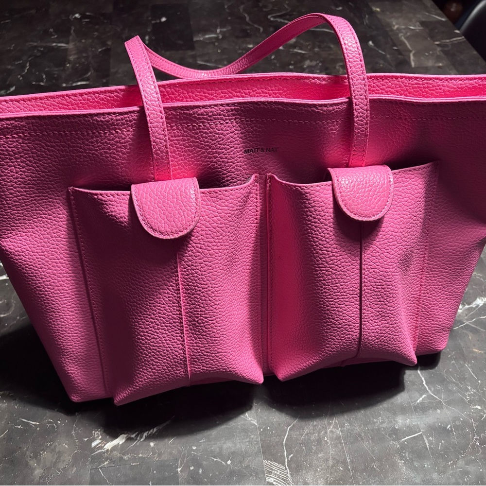 Pink Leather Tote Bag